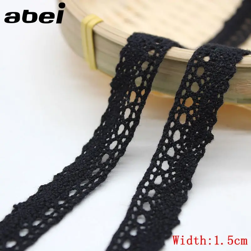 10Yards/lot 10-30mm Black Cotton Lace Fabric Furnishing Wrap knitting Embellishments DIY Clothes Bags Ornaments Handmade Trims