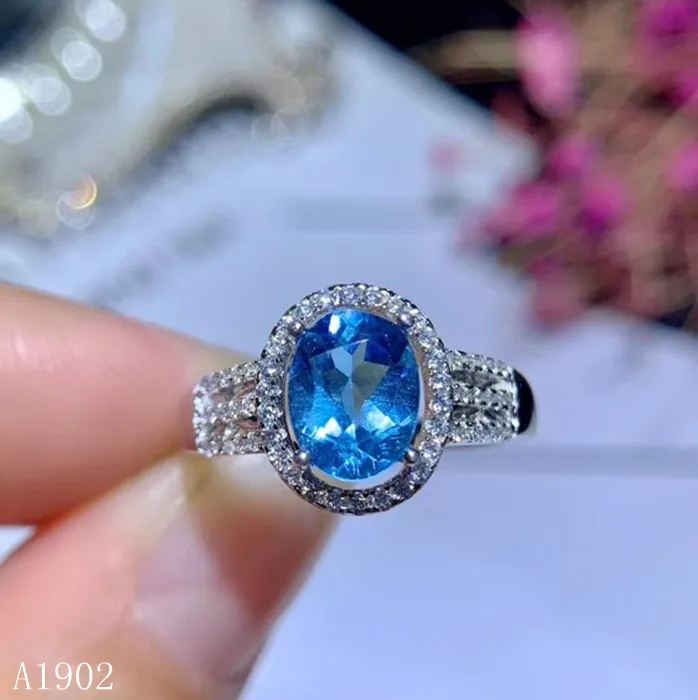 

KJJEAXCMY fine jewelry 925 sterling silver inlaid natural blue topaz female ring support test xcvb22345678