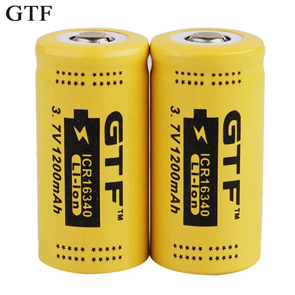 Gtf 2pcs Cr123a 3.7v 1200mah 16340 Protected Li-ion Rechargeable Battery For Led Flashlight With Pcb Batteries