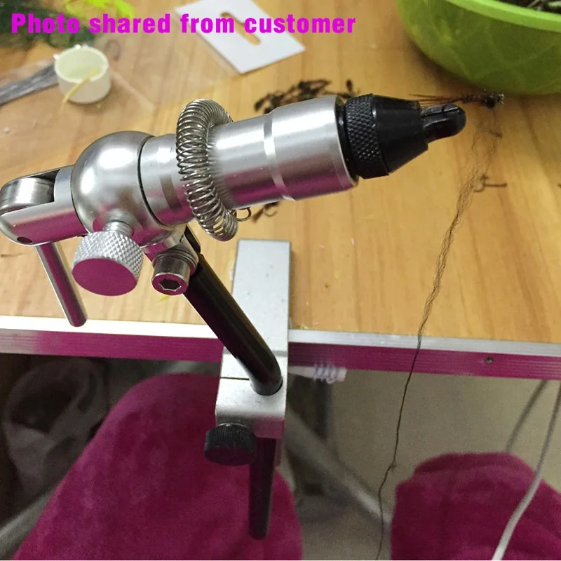 MNFT-로터리 플라이 타이 바이스 C 클램프 1 세트, 초보자 또는 낚시 여행자를 위한 헤비 듀티베이스 후크 도구 포함