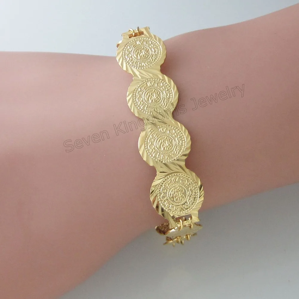 NEW 6 STYLES AVAILABLE - YELLOW GOLD PLATED MUSLIM ISLAMIC MONEY SIGN BRACELET/ GREAT GIFT