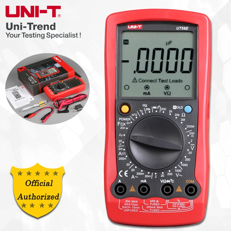 

UNI-T UT58A/UT58B/UT58D/UT58C/UT58E Manual Range General Digital Multimeter; Resistance/Capacitance/Frequency/Temperature Test