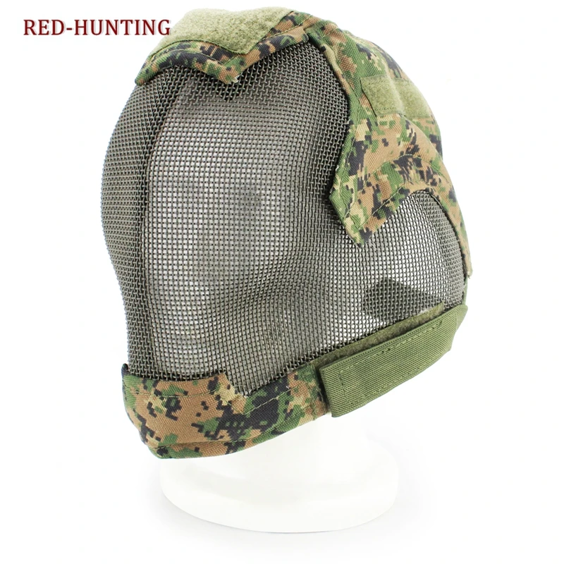 Berburu Topeng Tertutup Penuh Taktis Militer Airsoft Paintball Baja Mesh Masker Paintball Aksesori