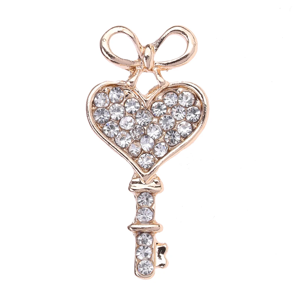 lureme Fashion Elegant Bow Heart Key with Crystal Pin Brooch for Women Jewelry Wholesale (br000020)