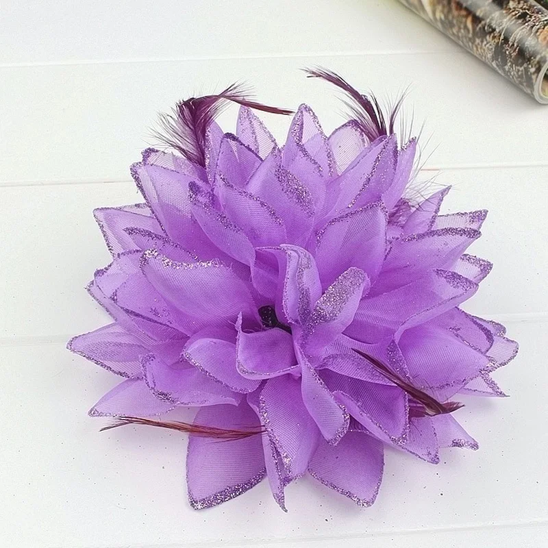 New 15cm Diameter Party Prom Hair Clips Children's Big Feather Flower Hairpins Hair Decorations Wedding Hair Bands Hair Rope