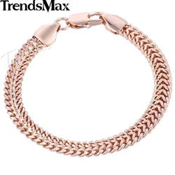 585 Rose Gold Color Men's Bracelet for Women Helix Bismark Link Chain 7mm 18cm 20cm 23cm GB283A