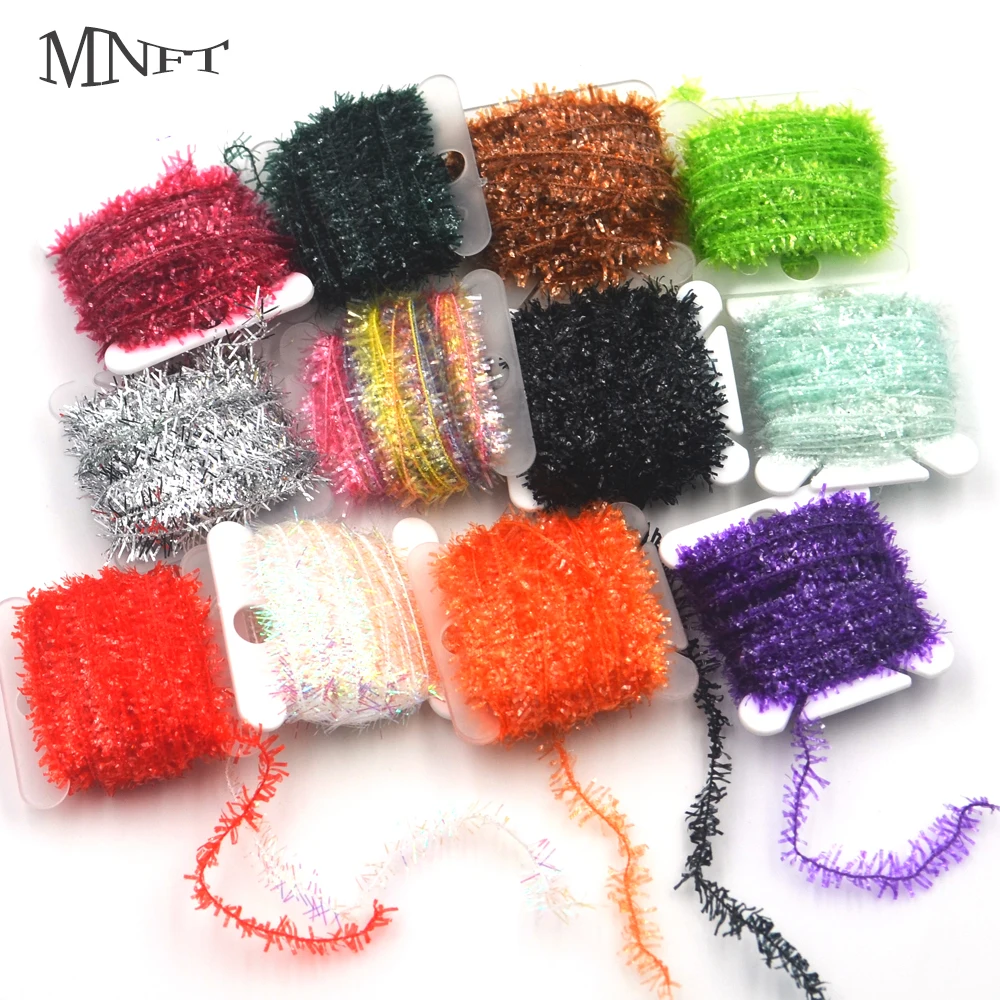 MNFT 6 Color 60m/Lot Tinsel Chenille Streamer Lures Crystal Flash Line Streamer Lures Flies Material