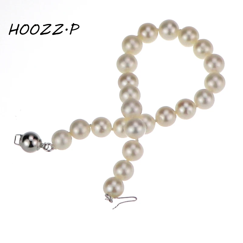 HOOZZ.P  Classic White Freshwater Cultured Real Pearl Bracelet For Women Customizable Various Sizes 6-7mm AA Quality