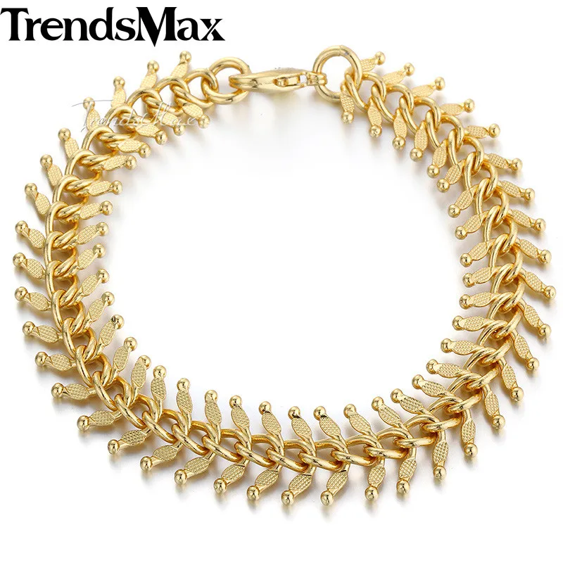 14mm 20cm 23cm 585 Rose Gold Color Men\'s Bracelet for women Centipede Link Chain GB275