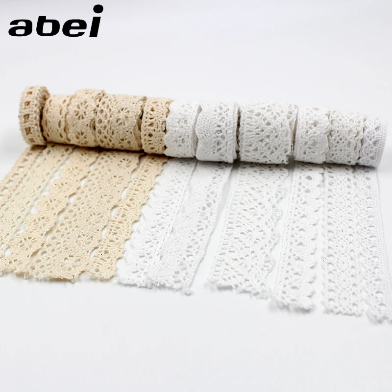 30yards/lot Cotton Material White Cotton Lace Trims Beige Clothing Decorative Ribbon Handmade Patchwork DIY Hometexile Sewing