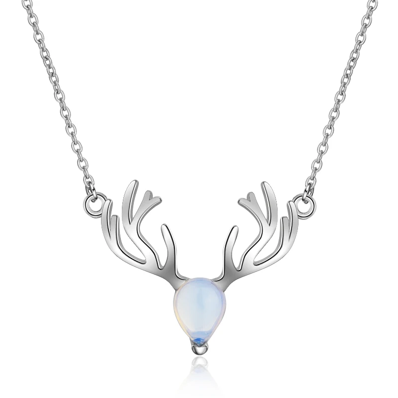 Vintage Crystal Pendants Necklace For bridal Wedding Jewelry Fashion Silver Plated choker Exquisite Animal Deer Bijou