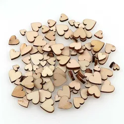 100Pcs DIY Size mixing Heart shaped wood chips Embellishments Crafts Scrapbooking Supplies Hand-made Graffiti Wooden Blanks