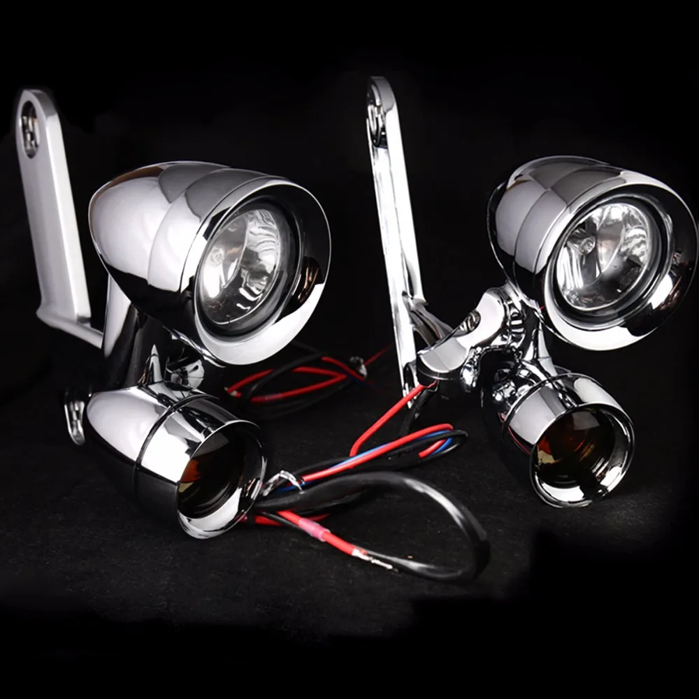 Chrome Fairing Mounted Driving Lights with Turn Signals Fit For Harley Road King FLHR 1997-2016 Parts