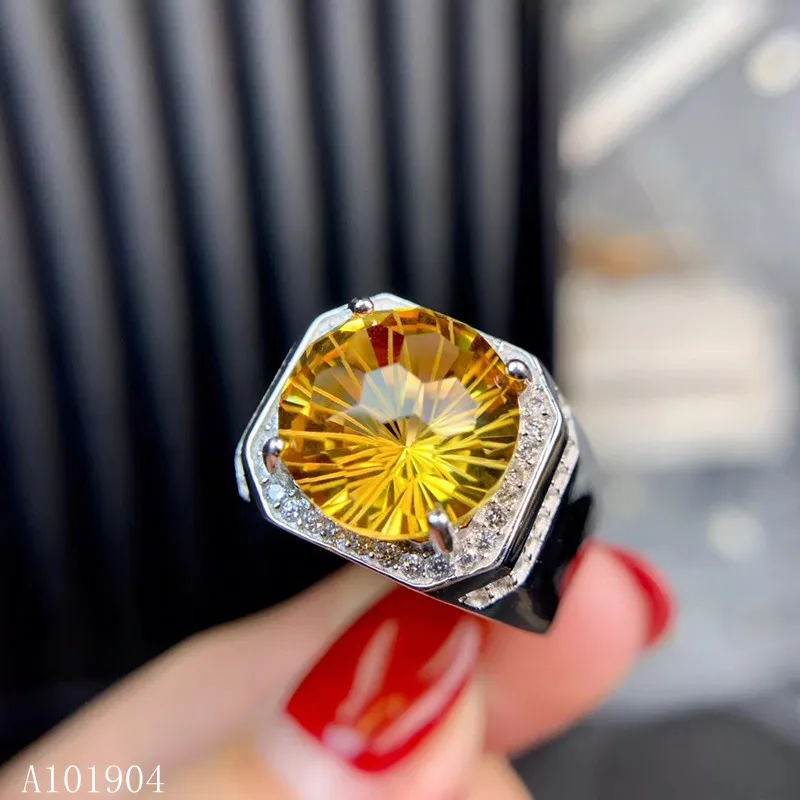 

KJJEAXCMY boutique jewelry 925 sterling silver inlaid citrine gem men's luxury ring support detection