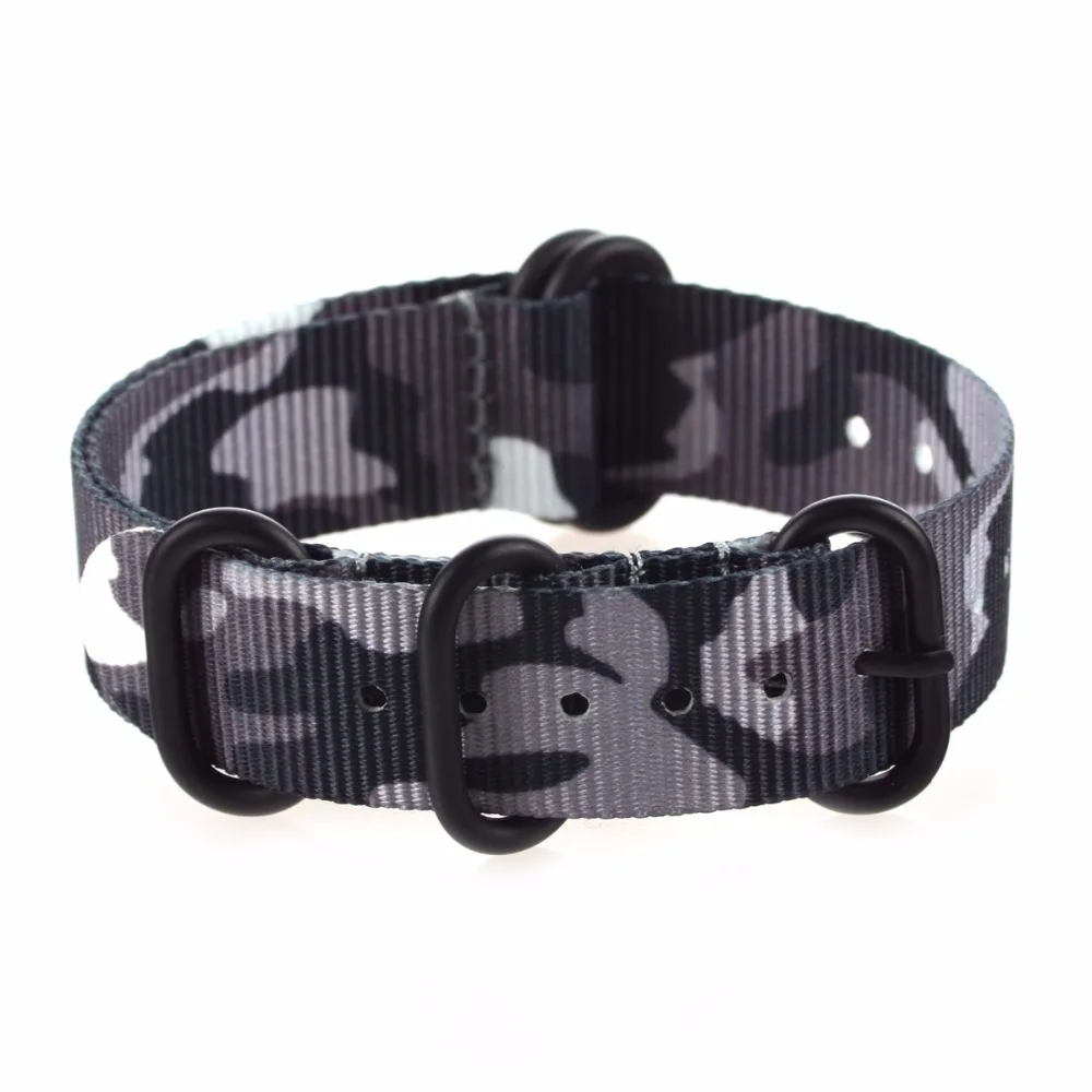 EACHE Camouflage Nylon Watch Straps 18mm 20mm 22mm 24mm Watch Band Strap With Stainless Steel Silver Color Black Buckles