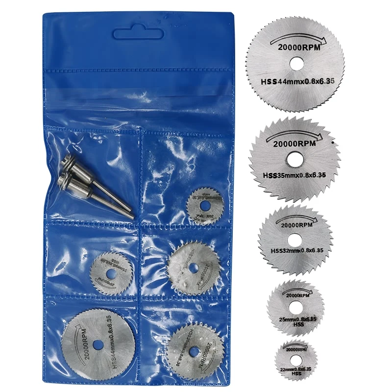 7pcs set Mini HSS Circular Saw Blade Rotary Tool For Dremel Metal Cutter Power Tool Set Wood Cutting Discs Drill Mandrel Cutoff