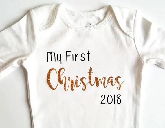 Aanpassen Mijn eerste Kerst verjaardag Santa baby shower baby bodysuit onepiece romper Outfit Nieuwe Jaar party gunsten moslim geschenken