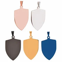 10Pcs Men Jewelry Stainless Steel Customized Dog Tags Pendant Name Engraved Shield Shape Necklace Jewelry Wholesale Dropship
