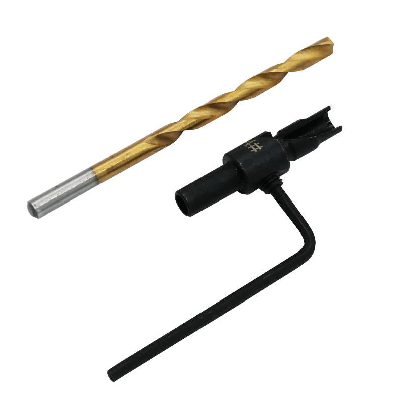 Broca para escareador 5 argolas, conjunto de brocas para escareador de madeira com buracos para parafuso de tamanhos #6 #8 #10 #12 e #14 + 1 chave de peça