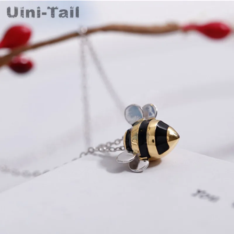 New 925 Tibetan silver Jewelry Wholesale Korean Fashion Cute Bee Exquisite Creative Female Personality Pendant Necklace ED001