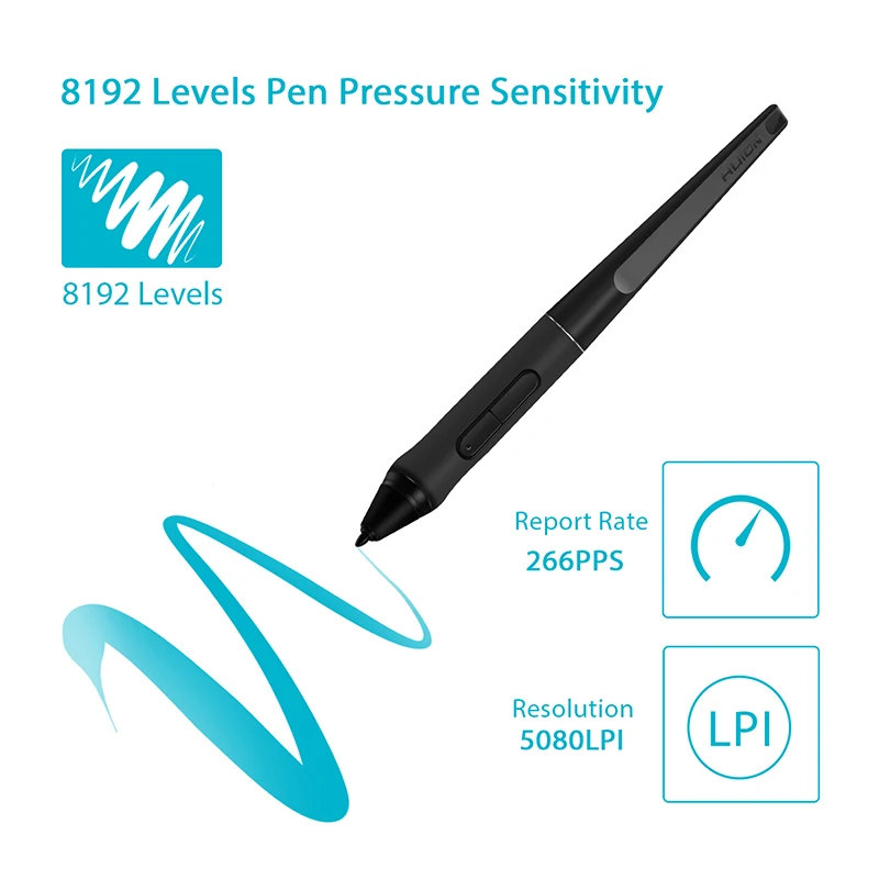 HUION PW500 Battery-free Digital Pen with 8 Nibs for Graphic Tablet Q620M HS611 Q11K V2 WH1409 V2 Monitor Kamvas Pro 22 (2019)