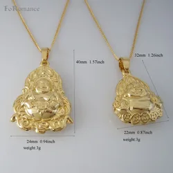 Foromance YELLOW GOLD PLATED 18INCH CIRCLE LINK CHAIN NECKLACE TWO STYLES Maitreya BUDDHA BUDDHISM PENDANT GREAT GIFT