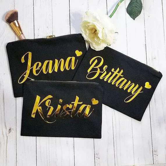 Personalised wedding bride maid of honor cosmetic make up bag, bridesmaid cosmetic bag, bridesmaid makeup bag, bridesmaid gifts