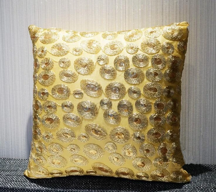 45cm gold embroidered cushion cover decorative pillowcase golden glitters pillow cover backrest case for pillow indoor