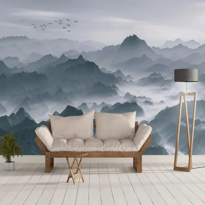 

New Chinese ink landscape majestic sofa wall custom wallpaper mural decoration background