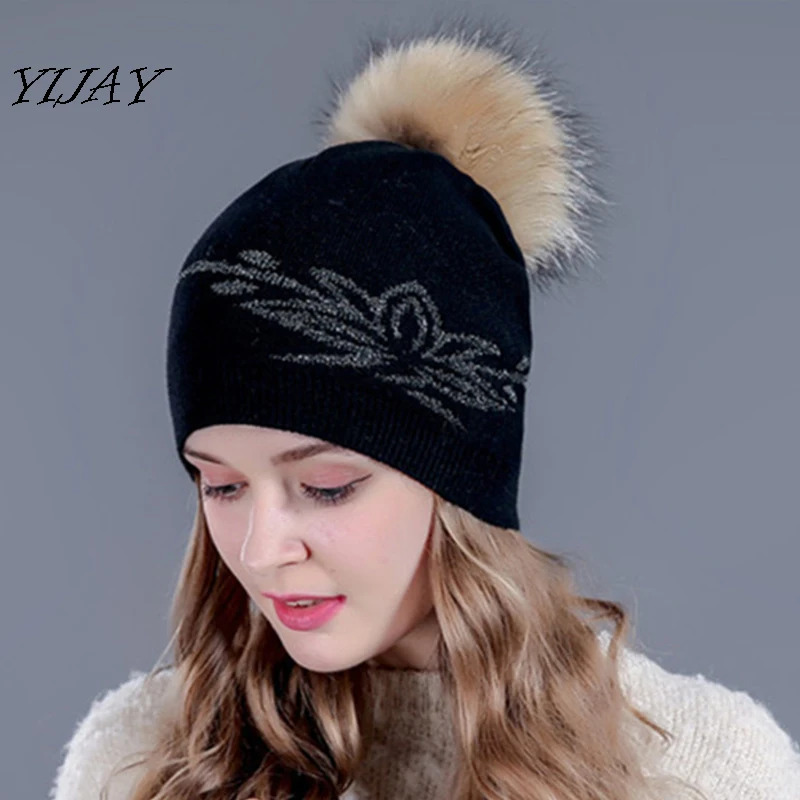 

Female skullies beanies fall winter fur pom poms hat for women wool cap knit cord bow girl brand new 2017