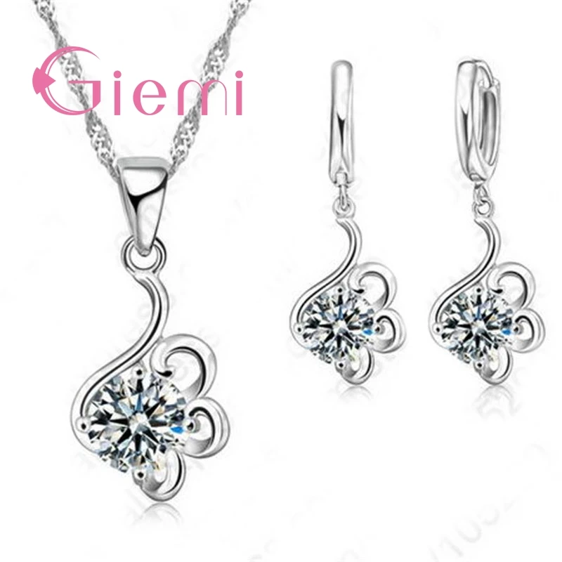 925 Silver Personality Flower Shape Jewelry Sets For Women Wedding Best Crystal choice Fashion Rhinestone Pattern Gift