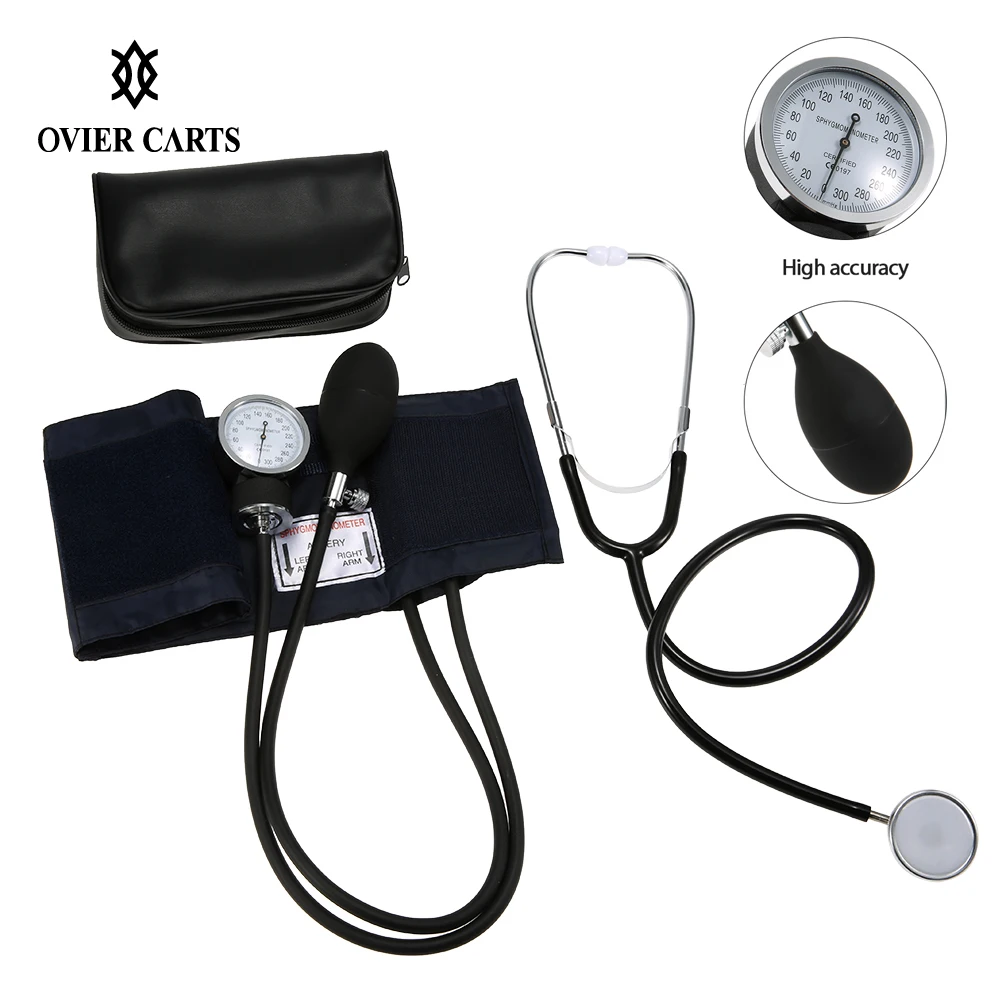 

Doctor stethoscopes Medical Stethoscope Estetoscopio & Aneroid Tonometer Cuff Kit Upper Arm Blood Pressure Monitor With Storage