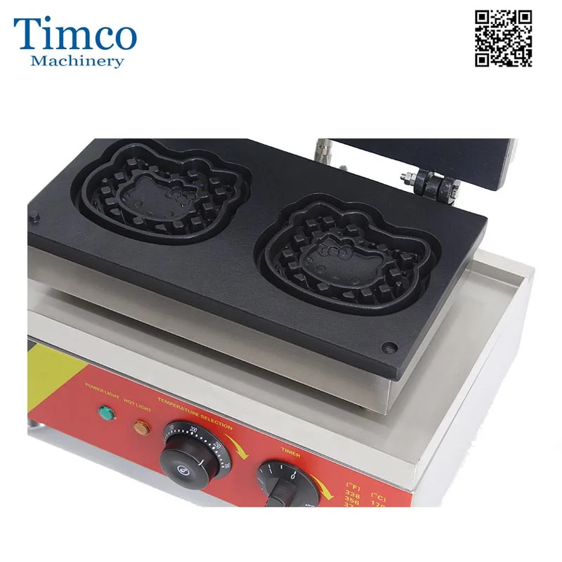 TIMCO Cartoon Cat Waffle Making Machine Electric Kitten Shape 2PCS Waffles Baker Maker