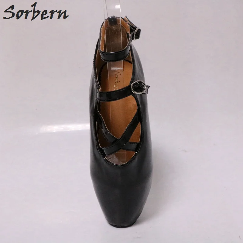 Sorbern Cross Strap Fetish Ballet Heels Shoes Women Pump Ankle Straps Fetish Tiptoe Heels Custom Colors Black Strappy Heels New