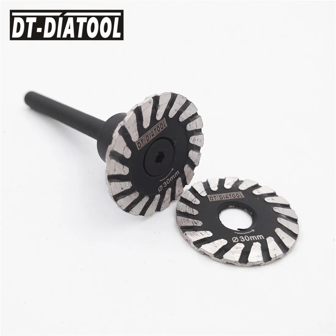 DT-DIATOOL 2 teile/satz Mini Säge Diamant Sägeblatt abnehmbare 6mm Schaft Turbo Schneid scheibe für Granit Marmor Beton Schleif scheibe