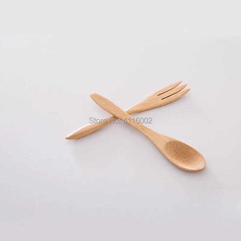 100 Sets Bamboo Fruit Forks 13.5cm Party Dessert Utensil Cutlery Set Dinner Tableware Set