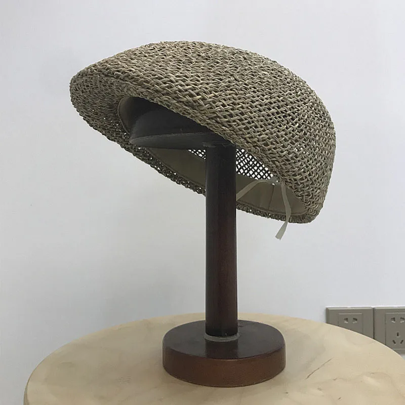 Unisex Gatsby Visor Hat Man Women Newsboy Cap Summer Sun Hat Kentucky Derby Twisted Seagrass Ivy Straw Cap Cabbie Cap Beret Hat