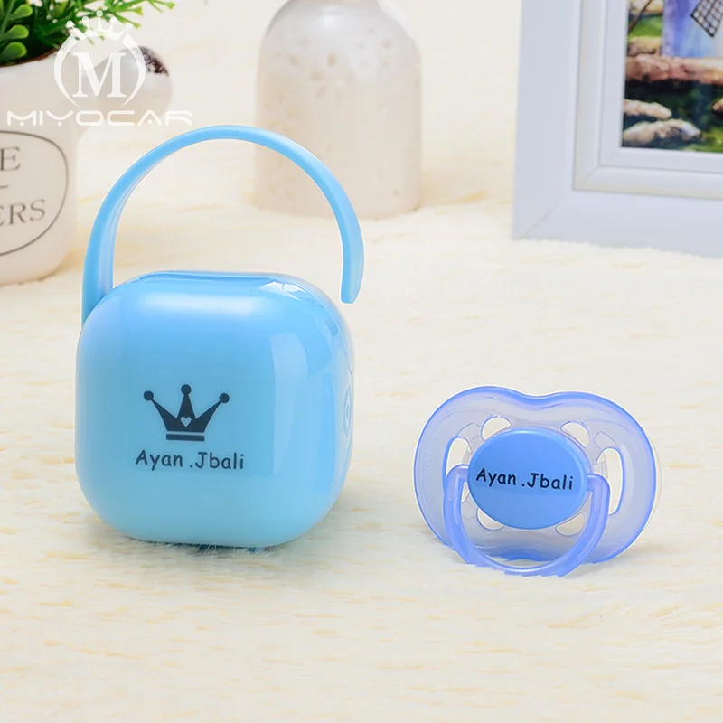 

MIYOCAR personalized any name text photo can make Pacifier Storage Box and pacifier set ideal gift for baby custom pacifier