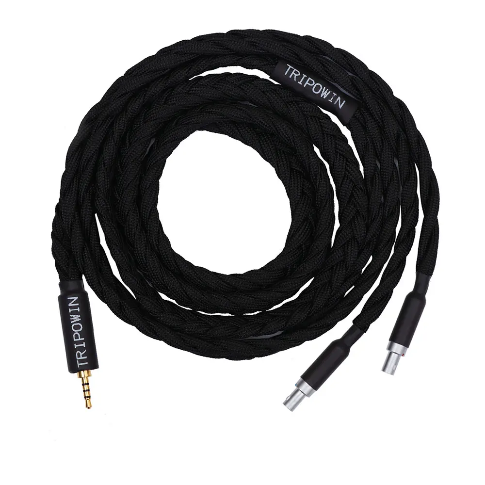Vorbestellung Tripowin GranVia 26AWG 36 Stränge x 4-adriges handgefertigtes Kopfhörer-Ersatzkabel für HD650 HD580 HD800 ANANDA Schwarz – Detail 4