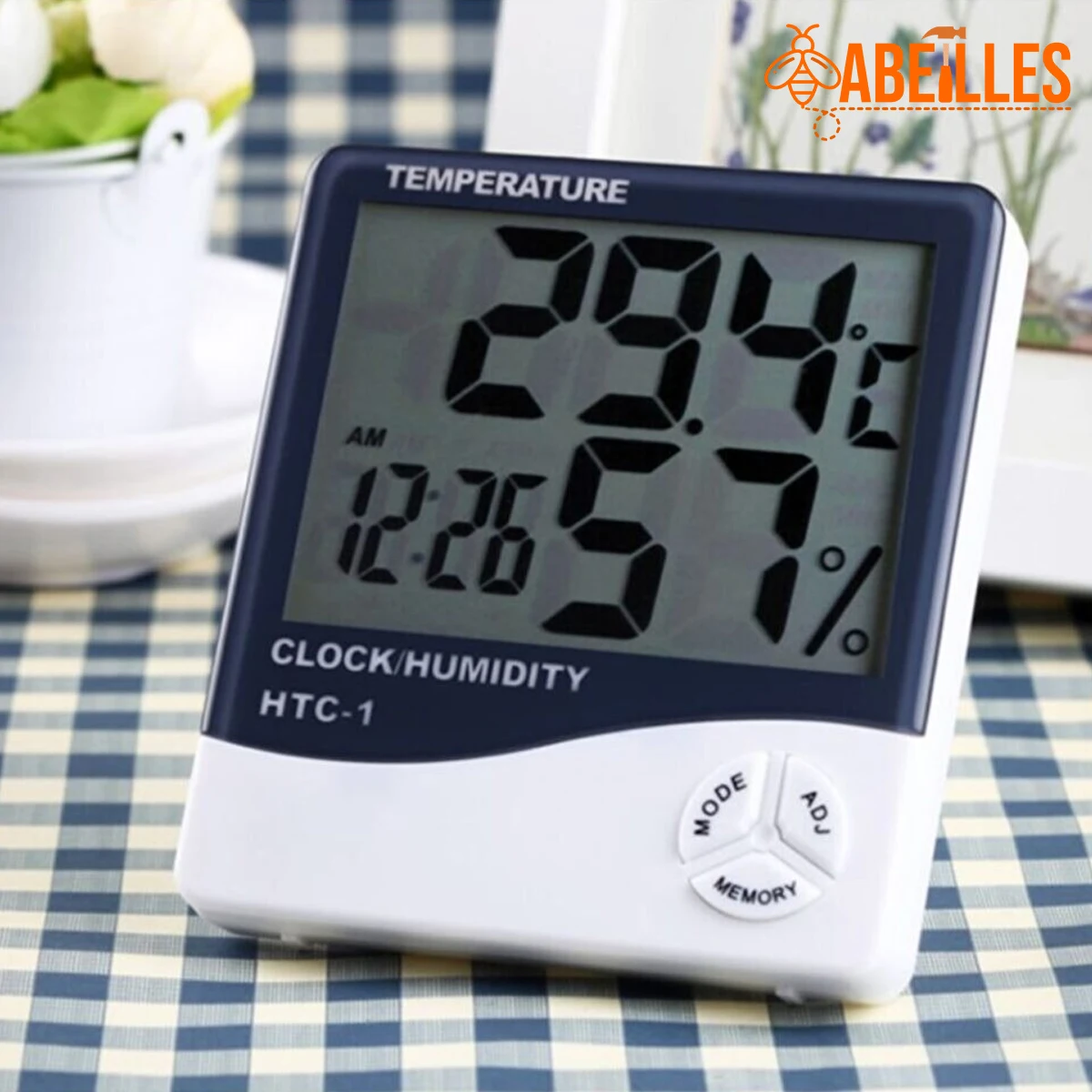 HTC-1 LCD Digital Indoor Temperature Humidity Gauge Time Clock Alarm Hygrometer