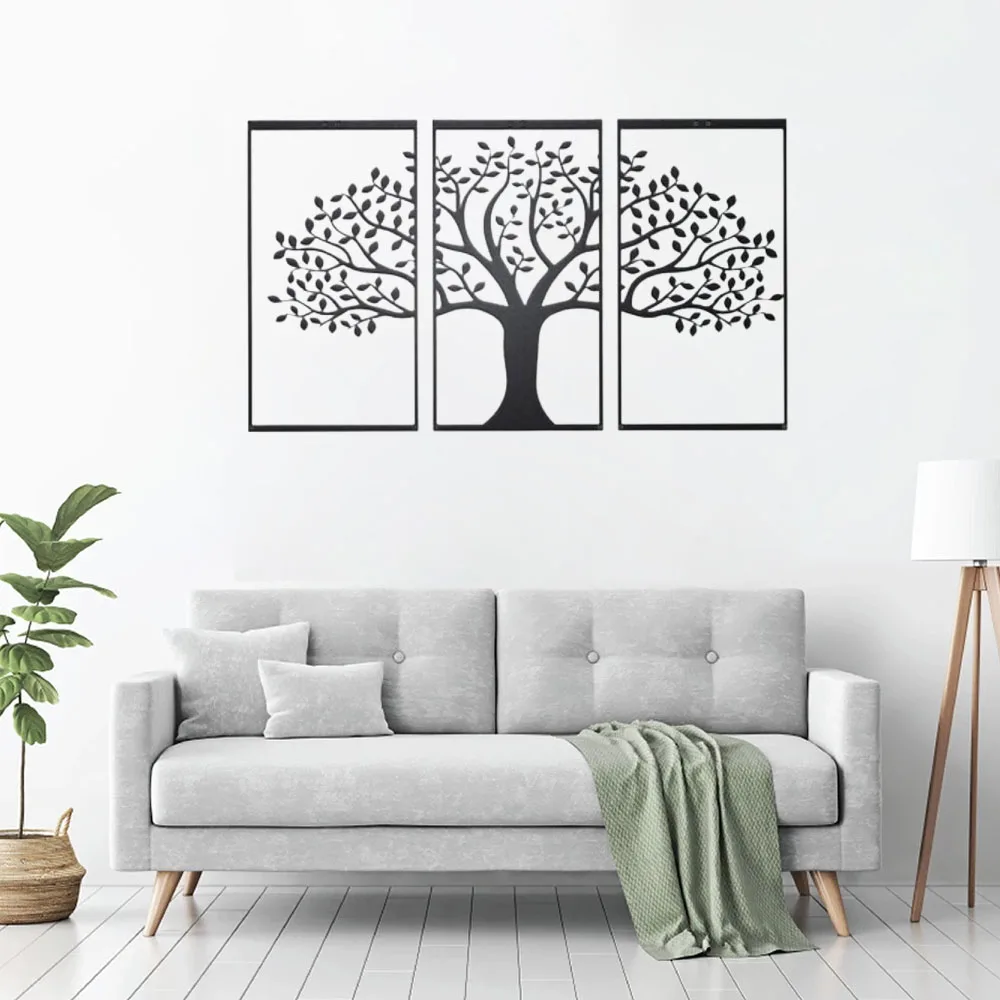 Tree Herb Metal Wall Art Decor Laser Cut Hanging for Indoor Outdoor Home Office Decorative Garden Bedroom Livingroom Plaque