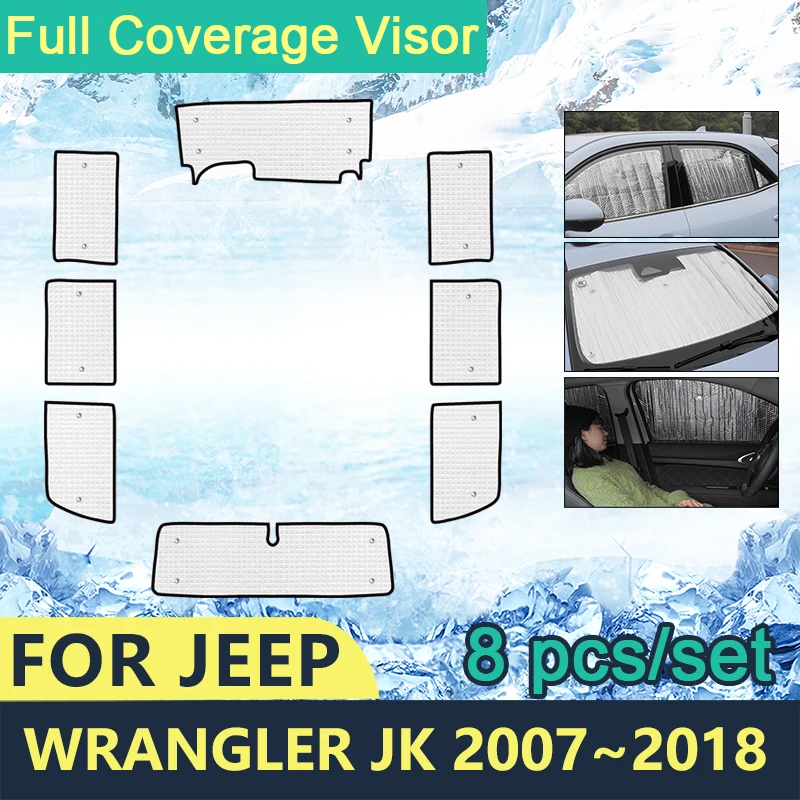 Full Cover Sunshades For Jeep Wrangler JK 2007~2018 Car Windshields Accessories Visor Side Sun Protection Windows 2017 2016 2015