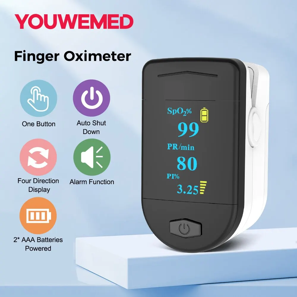 

YOUWEMED New Fingertip Pulse Oximeter Blood Oxygen Saturation Portable Finger Pulse Oximeter Monitor OLED Heart Rate SpO2 PR PI