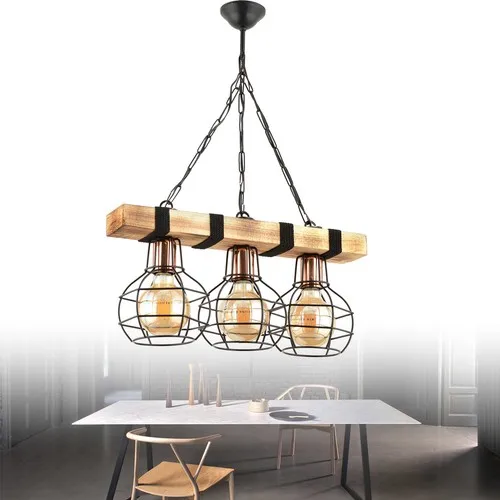 Mudulight Bois 3'lü Wood Metal Pendant Lamp light stylish retro living room living LOUNGE living room Wooden Chandelier