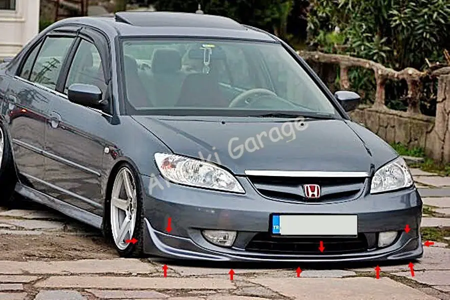 HONDA Civic VTEC2 2004 2005 2006 Front Bumper Lip S2000 STYLE PLASTIC--Auto Car Accessories Tuning Protector Guard Stylish Wings