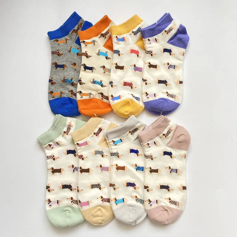 Animal Women Socks Colorful Cute Sausage Dog Cotton Cartoon Couple lady Girl Spring Summer Socks Support Wholesale Zoo