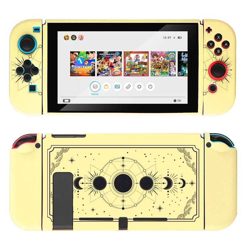 Aesthestic Schwarz Mond Phase Funda Nintendo Schalter Abdeckung Fall Dockable Schutzhülle Tarot TPU Shell Für Schalter Controller Joy-Con