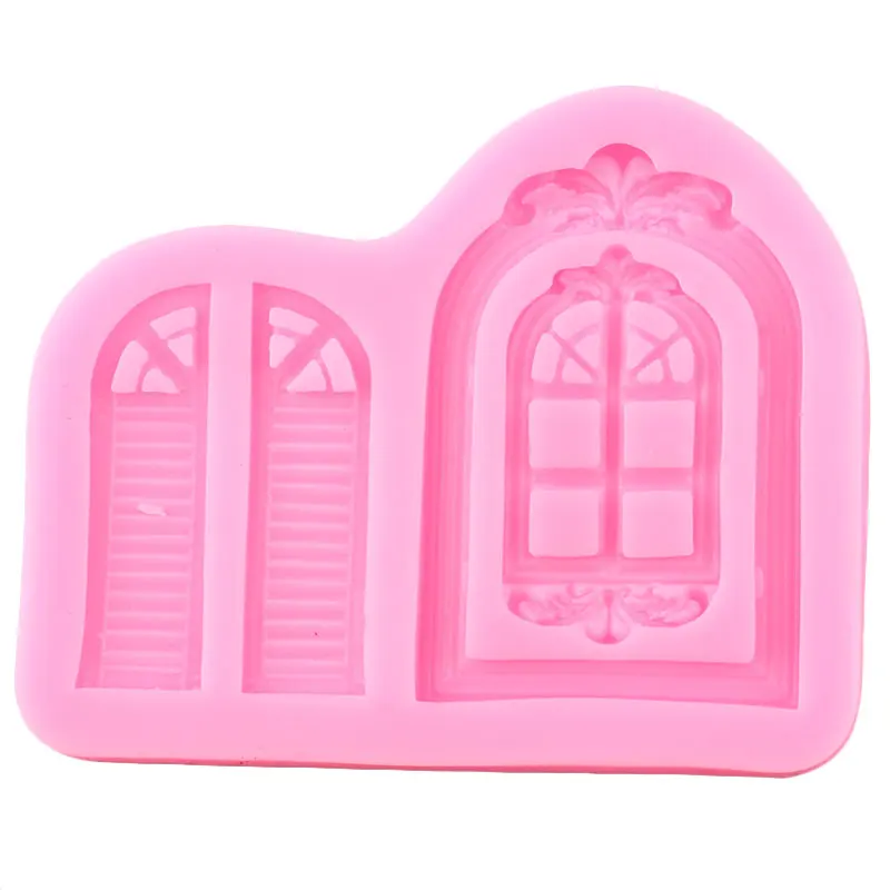 3D Door Window Silicone Mold Frame Candy Resin Clay Molds Cake Border Fondant Cake Decorating Tools Chocolate Gumpaste Moulds