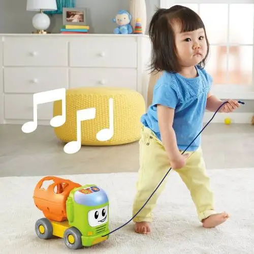 Fisher Price Pendidikan Lucu Truk Turki-Musik Dorong Bermain dan 4 Bagian Bentuk Bersarang