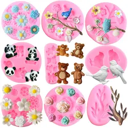 Daisy Plumeria Rose Flower Tree Branch Silicone Resin Mold 3D Birds Bear Butterfly Candy Chocolate Fondant Cake Decorating Tools